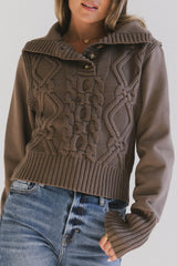 Irene Cable Knit Sweater in Olive - FINAL SALE