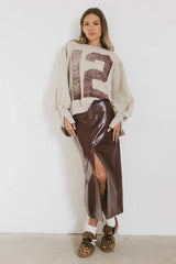 Varsity Distressed Top In Sand - Final Sale