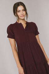 Amanda Tiered Dress In Burgundy - Final Sale