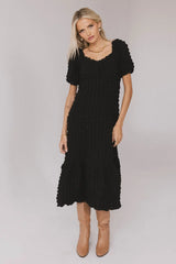 Miley Bubble Texture Dress in Black - FINAL SALE