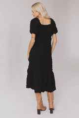Miley Bubble Texture Dress In Black - Final Sale