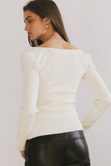 Nyla Ribbed Sweater In Cream - Final Sale