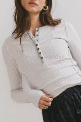 Emmilianne Ribbed Top In Grey - Final Sale