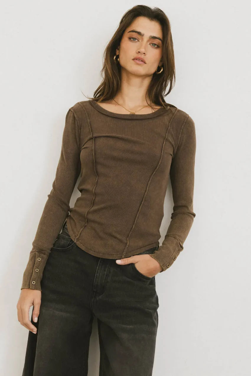 Sailor Ribbed Top In Brown - Final Sale