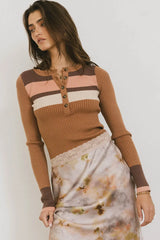Grethena Ribbed Top In Camel - Final Sale