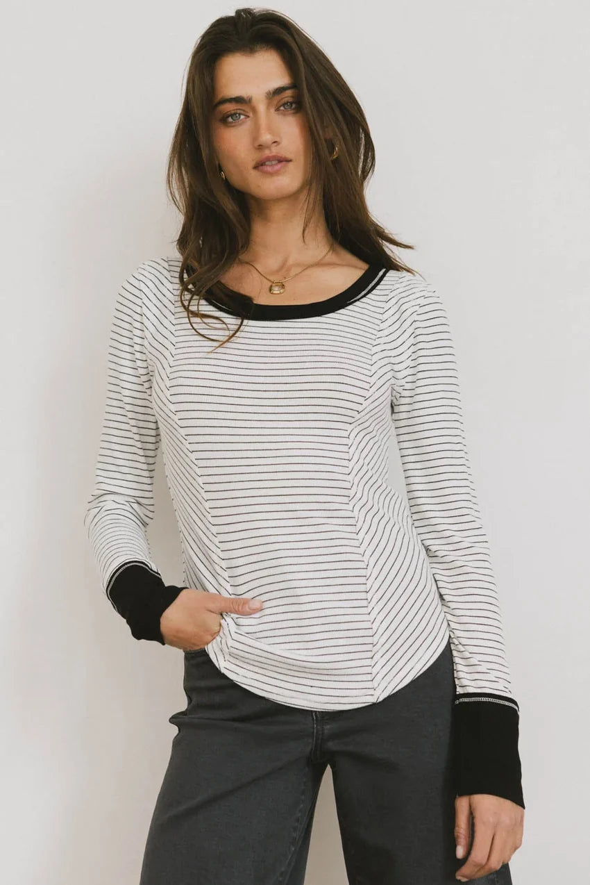 Alexandra Striped Top in White - FINAL SALE