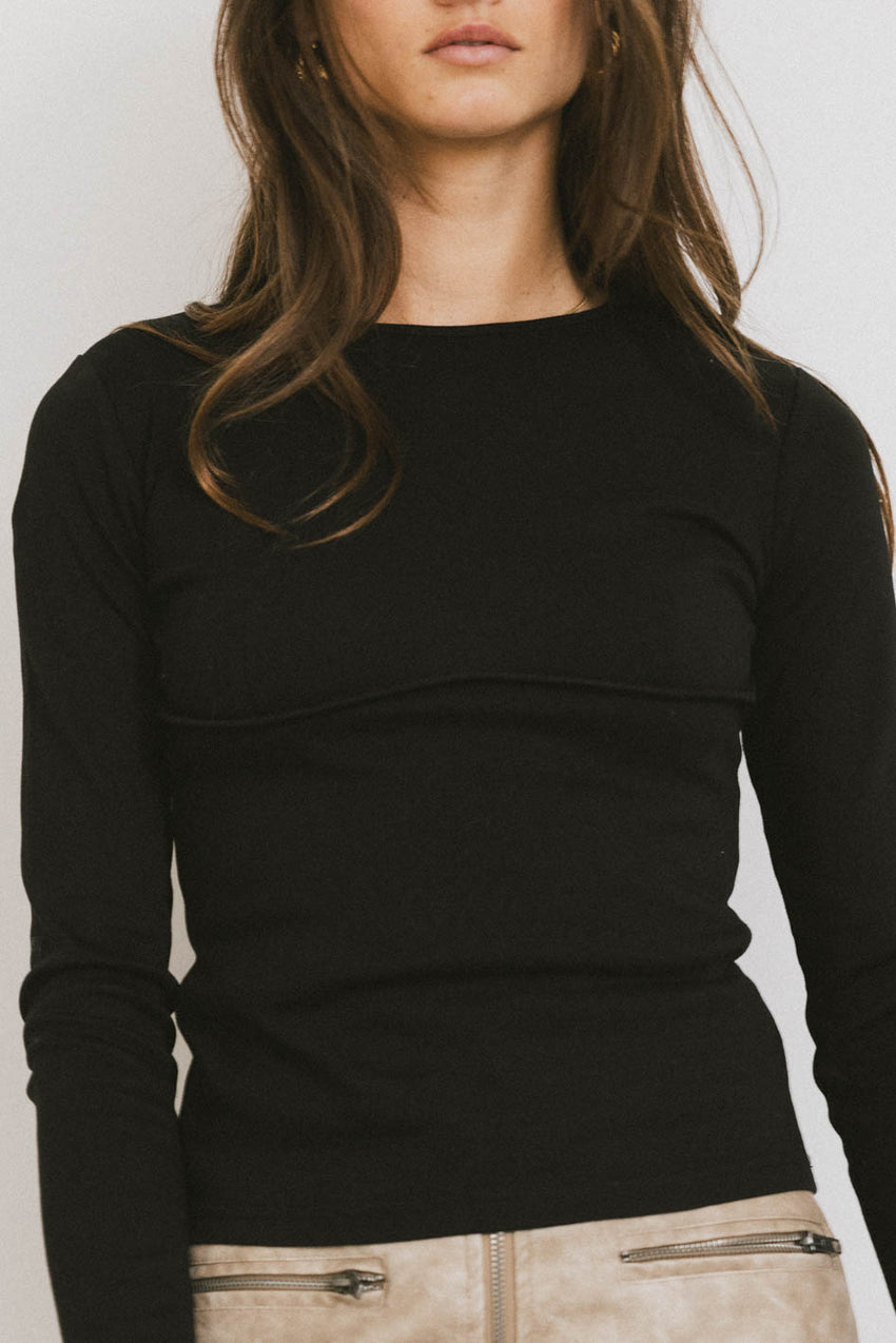Alexa Long Sleeve Top In Black - Final Sale