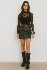Quinlen Vegan Leather Mini Skirt In Black - Final Sale