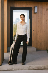 Naomi Cable Knit Sleeve Top In Cream