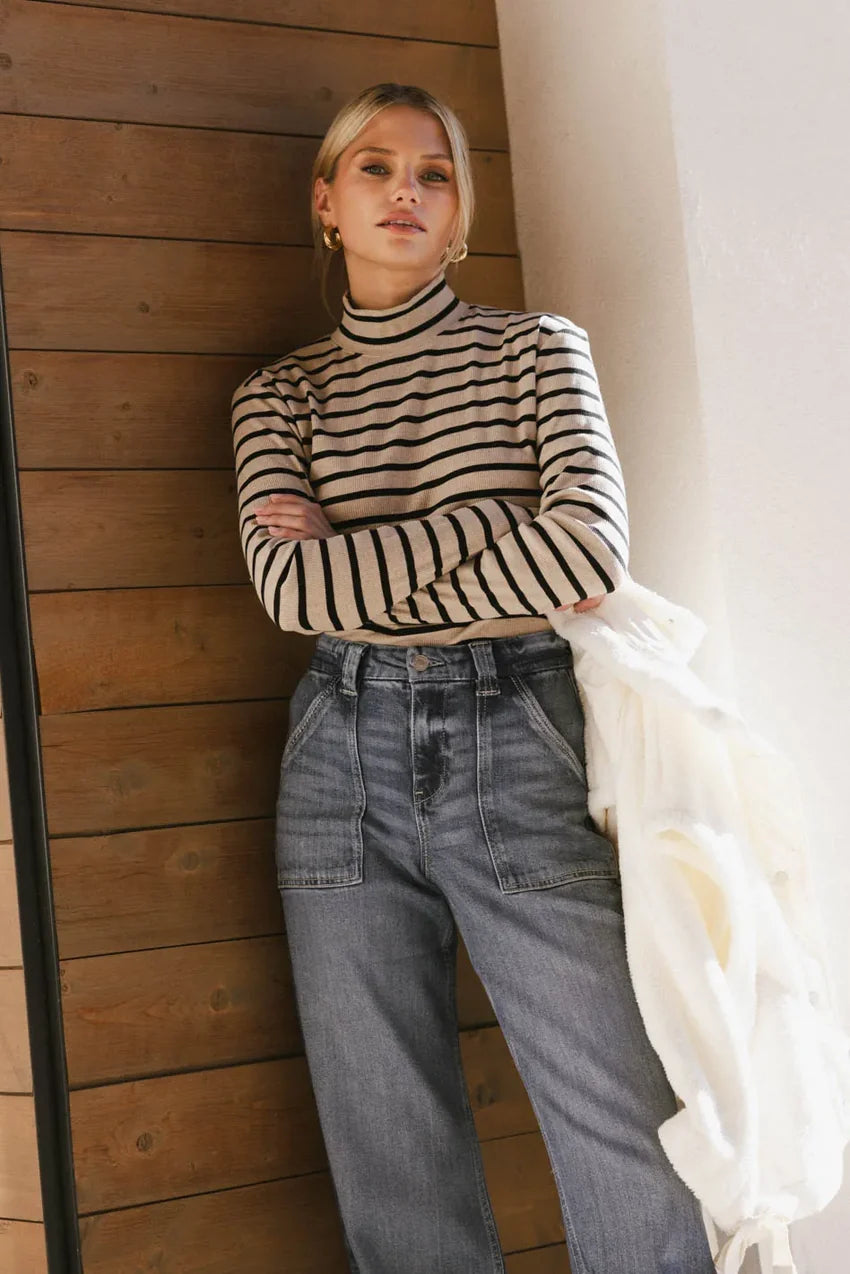 Kess Knit Top in Taupe - FINAL SALE