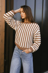 Baila Striped Sweater in Mocha - FINAL SALE