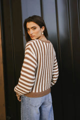 Baila Striped Sweater In Mocha - Final Sale