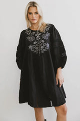 Serendipity Embroidered Midi Dress In Black - Final Sale