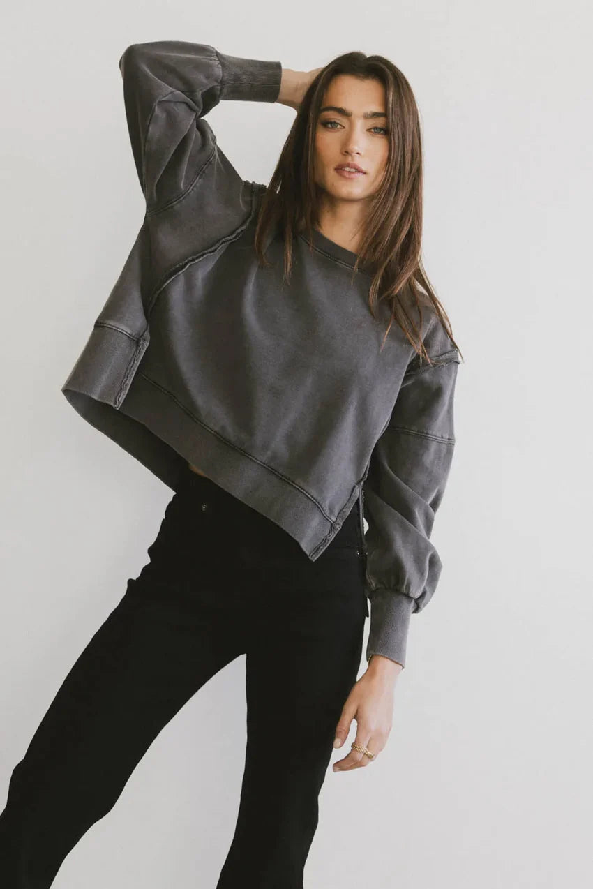 Costello Reverse Seam Crewneck in Charcoal - FINAL SALE
