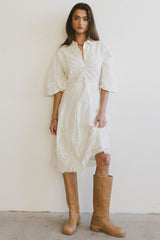 Eleanor Eyelet Lace Midi Dress in Cream - FINAL SALE