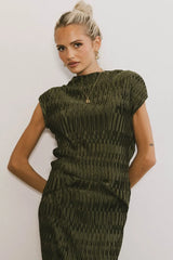 Dream Textured Top in Dark Moss - FINAL SALE