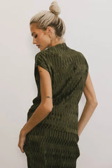Dream Textured Top In Dark Moss - Final Sale