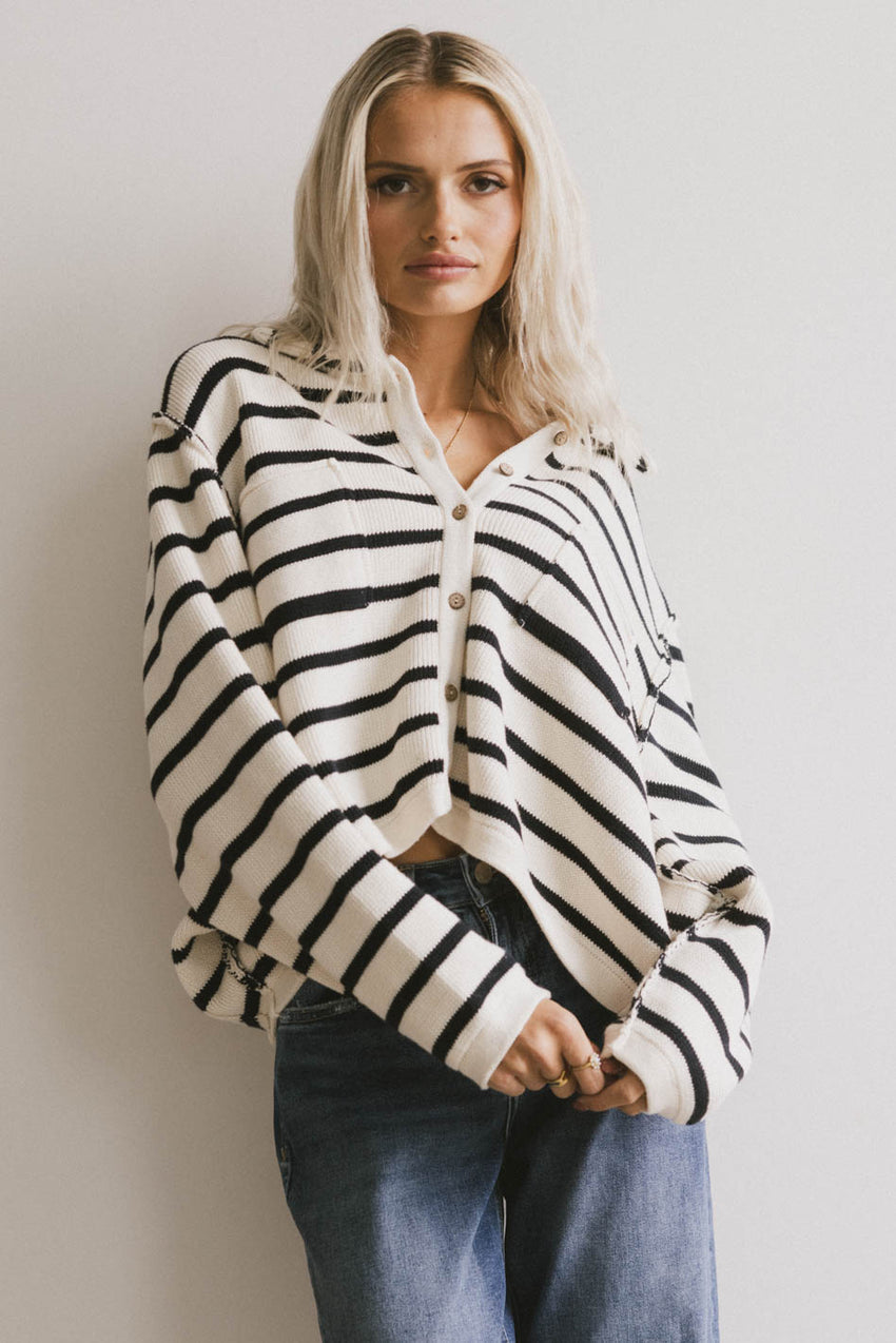 Harper Striped Cardigan in Navy - FINAL SALE