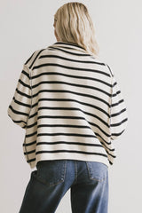 Harper Striped Cardigan In Navy - Final Sale