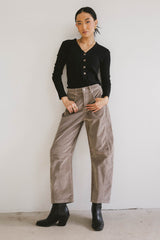 Lisette Barrel Jean In Taupe Corduroy - Final Sale