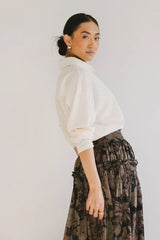 Isabelle Waffle Knit Henley Top In Cream - Final Sale