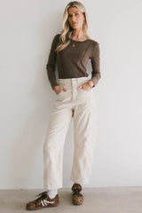 Sailor Ribbed Top In Brown - Final Sale