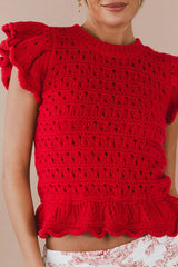 Shelly Ruffled Sweater in Red - FINAL SALE