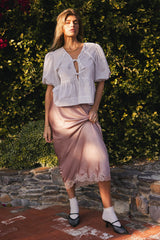 Beau Lace Trim Midi Skirt In Mauve - Final Sale