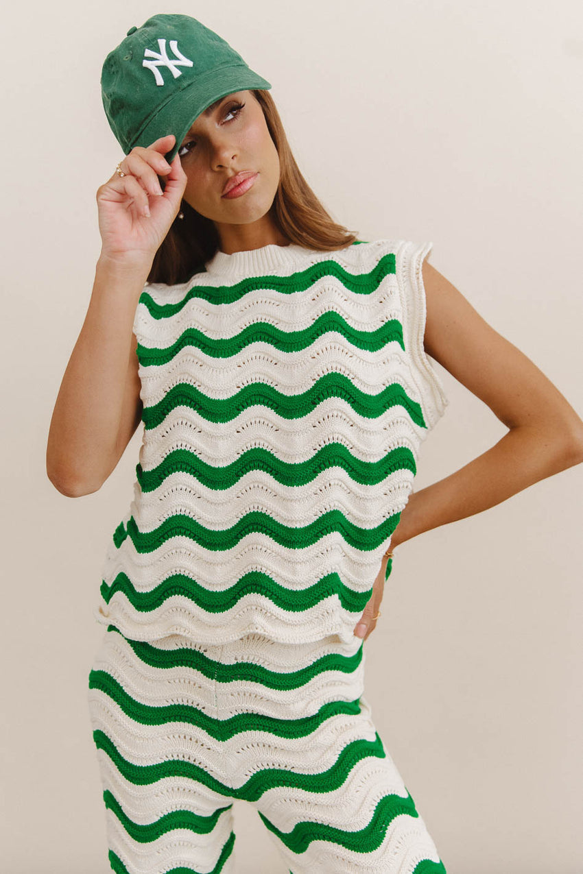 Elenor Knit Top In Green - Final Sale