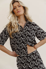Perrie Floral Button Up In Black - Final Sale