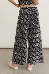 Perrie Floral Wide Leg Pants In Black - Final Sale