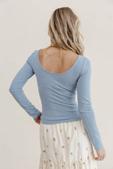 Zara Knit Top In Dusty Blue - Final Sale