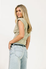 Tam Pleated Top In Sage - Final Sale