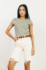 Marlene Denim Shorts In Ivory - Final Sale