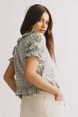 Lottie Plaid Blouse In Blue