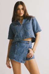 Gretta Collared Denim Top - FINAL SALE