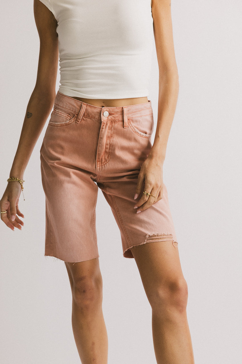 Marlene Denim Shorts in Salmon - FINAL SALE