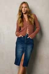Hellen Knit Cardigan In Berry - Final Sale
