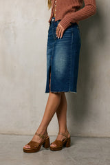 Jayna Denim Midi Skirt - Final Sale