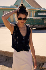 Shiloh Studded Vest in Black - FINAL SALE