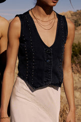 Shiloh Studded Vest In Black - Final Sale
