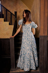 Robbie Floral Midi Dress In Blue - Final Sale
