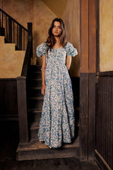 Robbie Floral Midi Dress in Blue - FINAL SALE