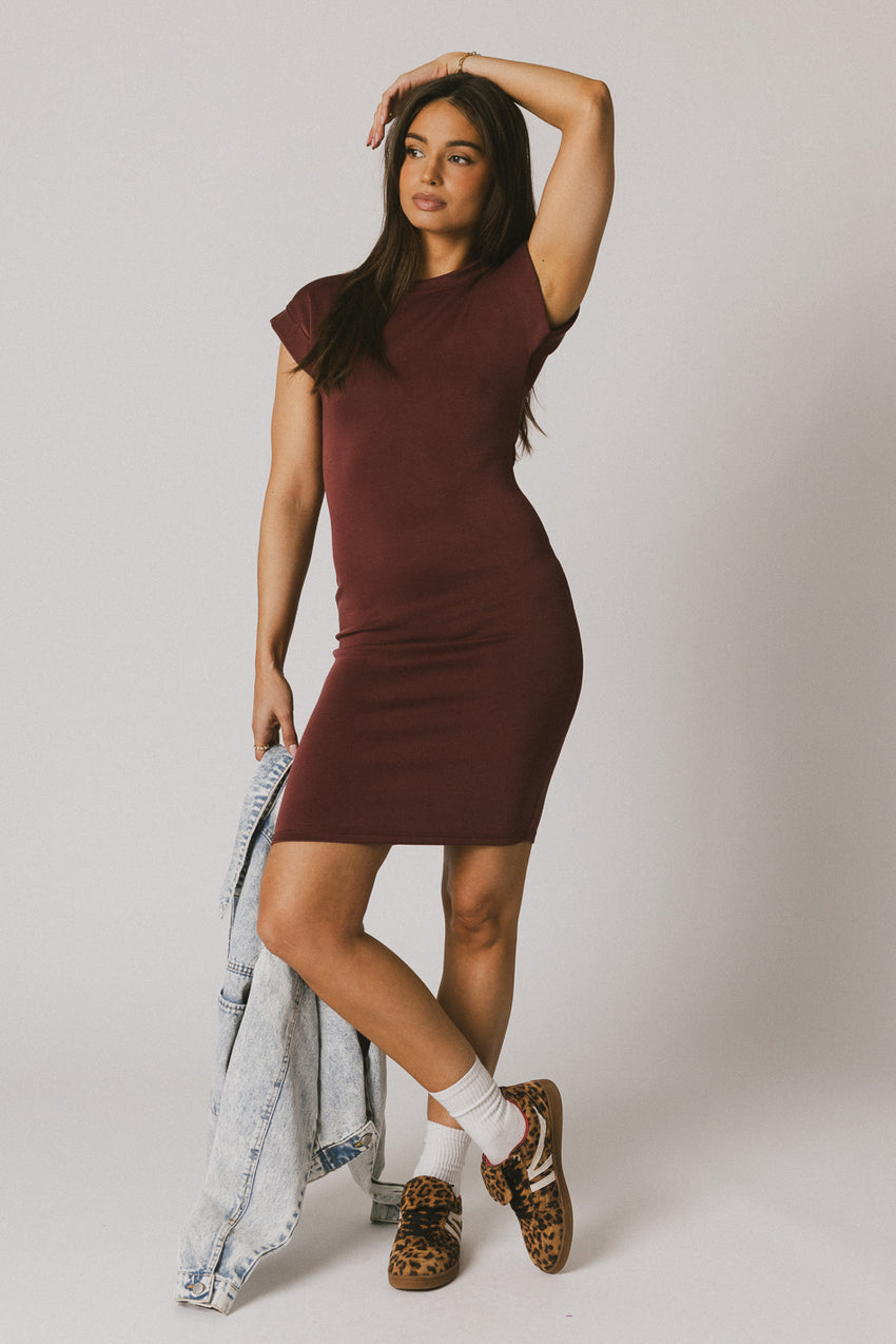 Lauren Tee Shirt Mini Dress In Berry - Final Sale