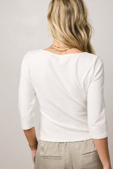 Corrie Knit Top In White - Final Sale