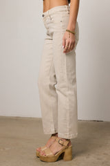 Nyla Straight Leg Jeans In Beige - Final Sale