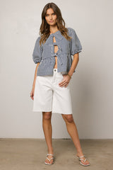 Milandra Striped Peplum Top - Final Sale