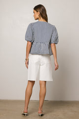 Milandra Striped Peplum Top - Final Sale