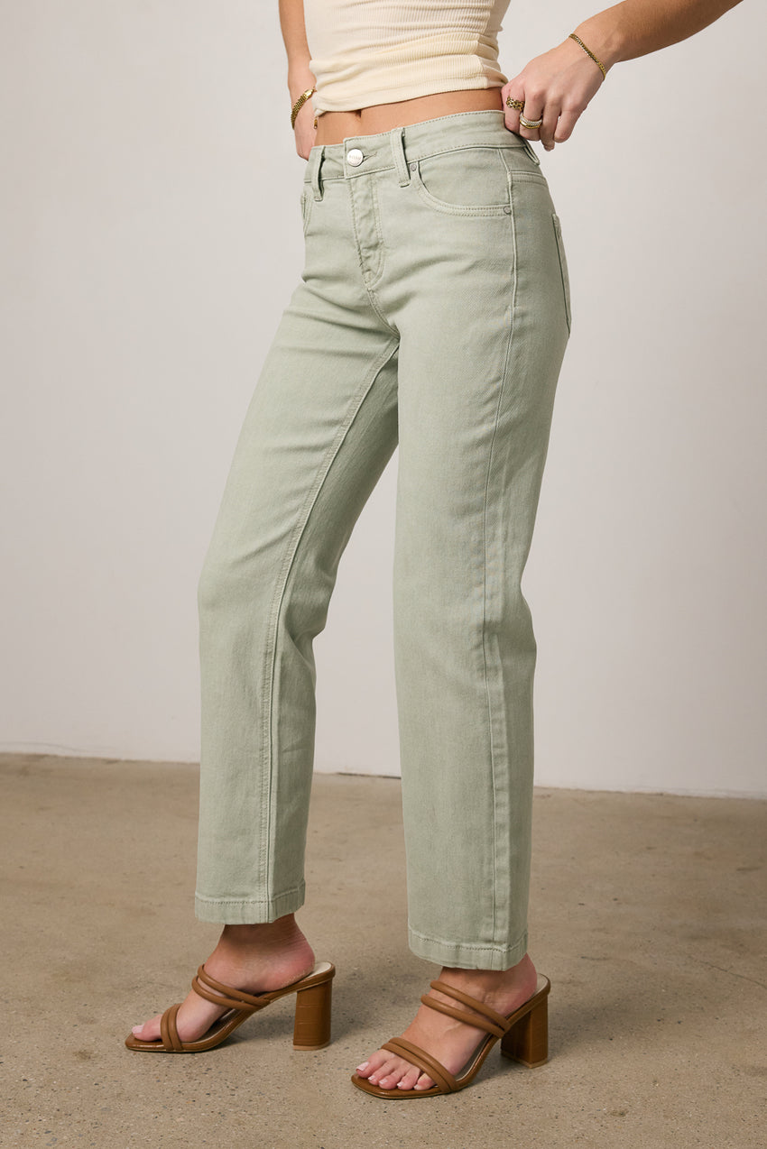 Nyla Straight Leg Jeans in Sage - FINAL SALE
