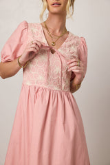 Jozette Floral Midi Dress In Pink - Final Sale